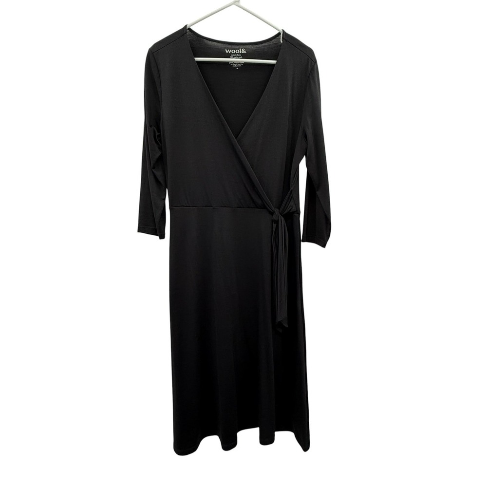 Women's wool& wooland ellie Black Wrap Midi Dress medium